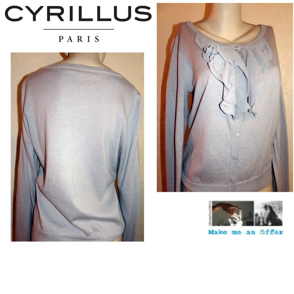 Cyrillus NWOT Gray Lightweight  Ruffle Sweater